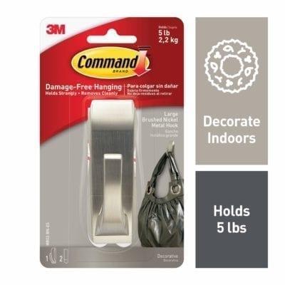 Command 5 lb Capacity Metal Hook, Indoor Use, Decorate Damage-Free, Silver (MR03-BN-ES)