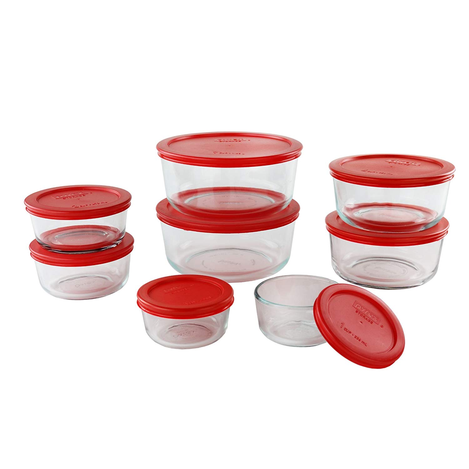 Pyrex Simply Store Glass Round Food Container Set (16 Piece