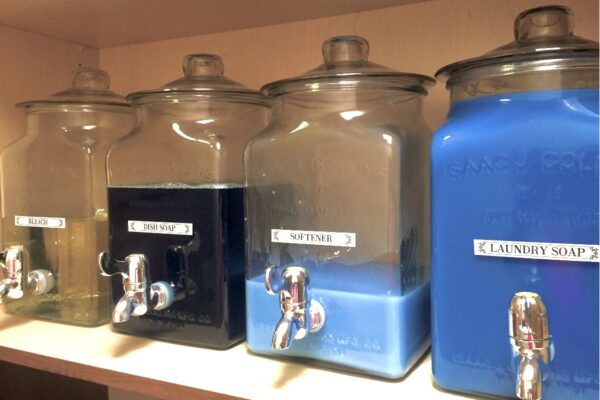 Container Store Glass Beverage Dispenser for Laundry